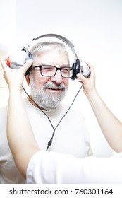 Senior Man With Headphones - Hearing Test 