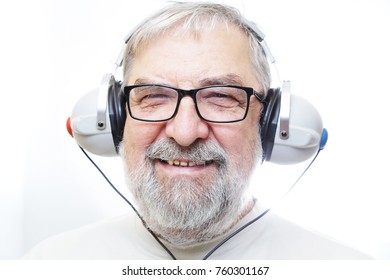 Senior Man With Headphones - Hearing Test 