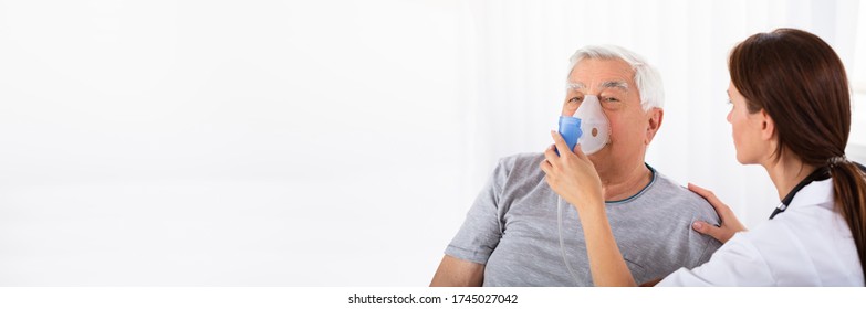 Senior Man In Hospital With COPD Mask