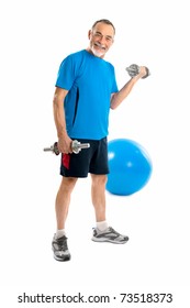 Senior Man Lifting Weights During Gym Workout