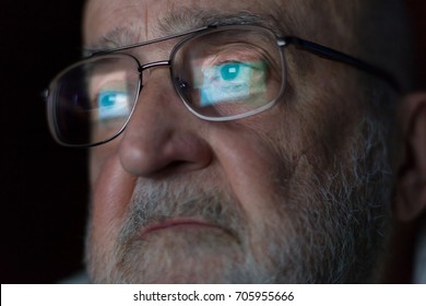 Senior Man Looking At A Computer Screen 