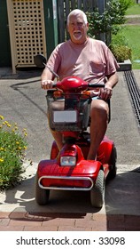 A senior man on an electric buggy #1
