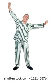 Senior Man In Pajamas Isolated In White