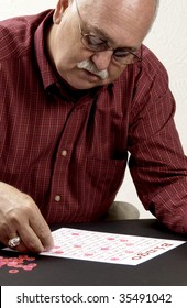 Senior Man Playing Bingo