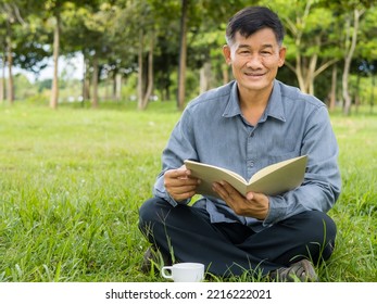 Senior man reading the book and happy drink coffee at the park, lifestyle senior concept - Powered by Shutterstock