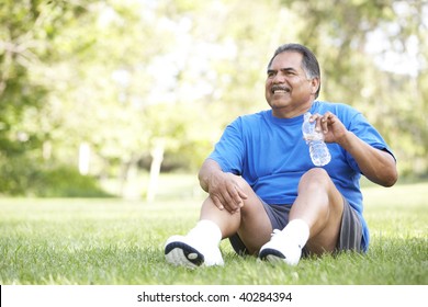 Senior Man Relaxing After Exercise