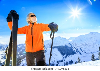 Senior Man Skiing