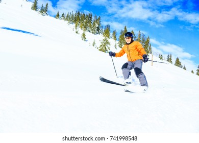 Senior Man Skiing