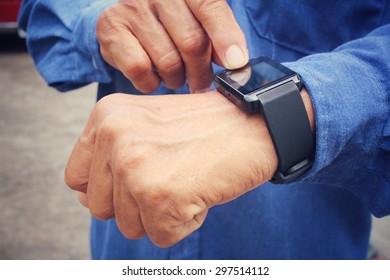 Senior Man With Smartwatch 