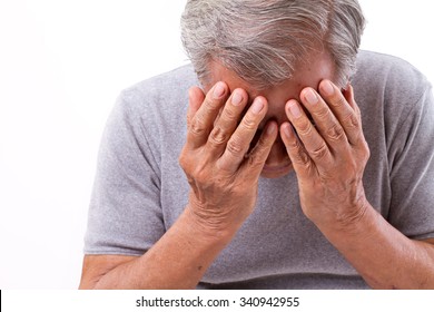 Senior Man Suffering From Headache, Stress, Migraine