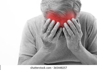 Senior Man Suffering From Headache, Stress, Migraine