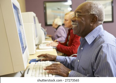 Senior Man Using Computer