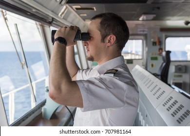 Senior Navigation Officer Navigating His Ship