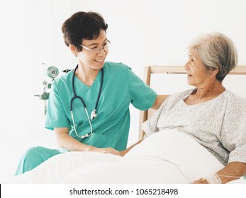 Senior nurse was take care the elderly woman in hospital.