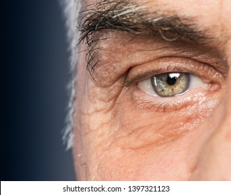 Senior Old Man Eyes Close-up Macro Shot