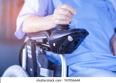 Senior patient use the electrical wheelchair.
