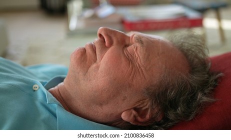 Senior Person Napping. Older Man Sleeping And Resting In The Afternoon Nap