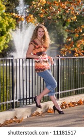 Senior Portrait Of Beautiful High School Senior Girl At Falls Park, Pendleton, IN.