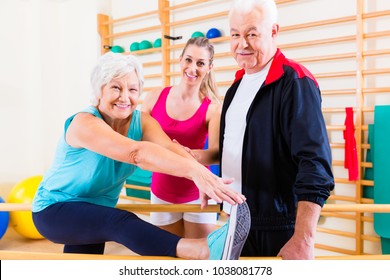 Senior At Rehab In Physical Therapy Having Rehabilitation Session