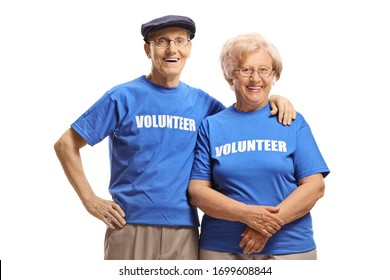 Senior Volunteers Smiling At The Camera Isolated On White Background