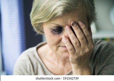 Senior Woman With Black Eye Is Victim Of Domestic Violence