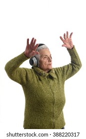 Senior Woman Dancing With White Background