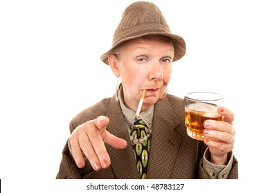 Senior woman in drag with cigarette and alcoholic drink - Shutterstock ID 48783127
