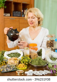 Senior  Woman Drinking Herbal Tea  