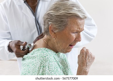 senior woman examination for cough - Powered by Shutterstock