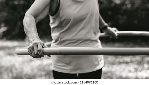 Senior Woman Exercising With A Hula Hoop