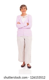 Senior Woman Full Length Portrait On White Background