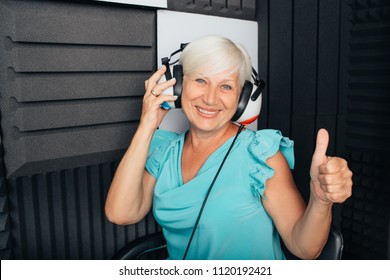 Senior Woman Getting A Hearing Test At Special Audio Room, Audiometer Hearing Test