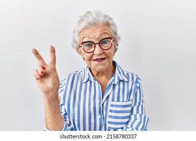 Senior Woman Grey Hair Standing Over Stock Photo 2158780337 | Shutterstock