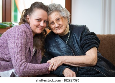 Senior Woman With Her Home Caregiver