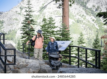 Senior woman with mobility walker visiting Lake Tahoe. California. - Powered by Shutterstock