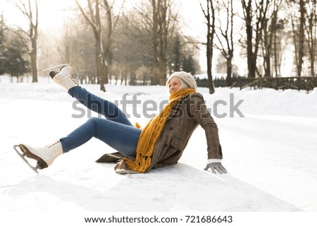 Image, Stock Photo Woman skating and having fun in the street