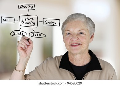 A senior woman planning out her estate