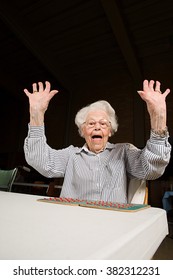 Senior Woman Playing Bingo