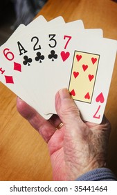 Senior Woman With Playing Cards