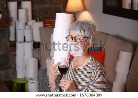 Senior woman in quarantine at home
