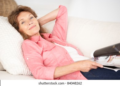 Senior Woman Relaxing At Home