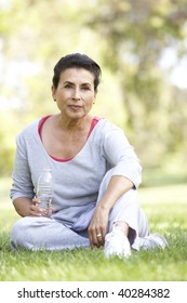 Senior Woman Resting After Exercise