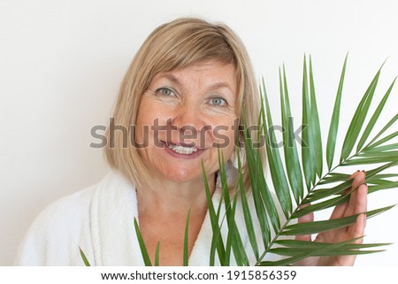 Similar – Image, Stock Photo Woman’s head over plant