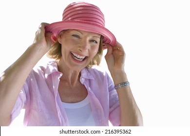 Senior Woman Smiling, Wearing Sun Hat, Cut Out