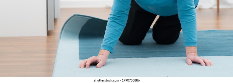 senior woman stumbles and falls in the apartment - Shutterstock ID 1790758886