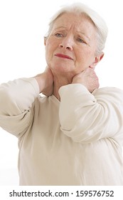 Senior Woman Suffering Of Neck Pain