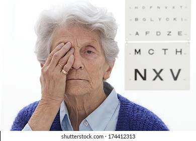 Senior Woman  Taking An Eye Exam 