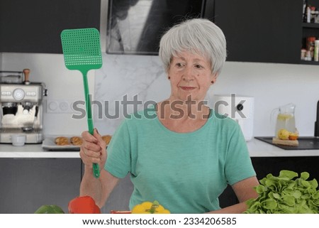 Senior woman trying to catch a fly  [[stock_photo]] © 