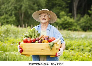 Senior woman with vegetables - Powered by Shutterstock