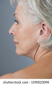 A Senior Woman's Face In Profile